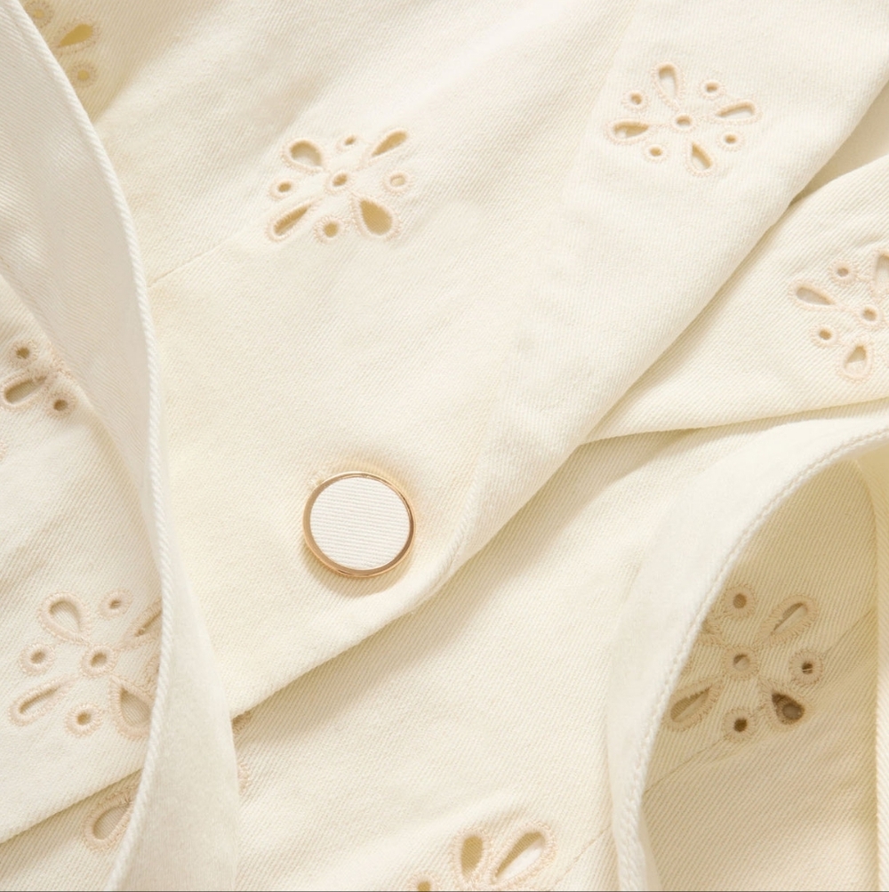 Veronica Beard Cream Eyelet Sleeveless Belted Vest - Picture 3 of 8